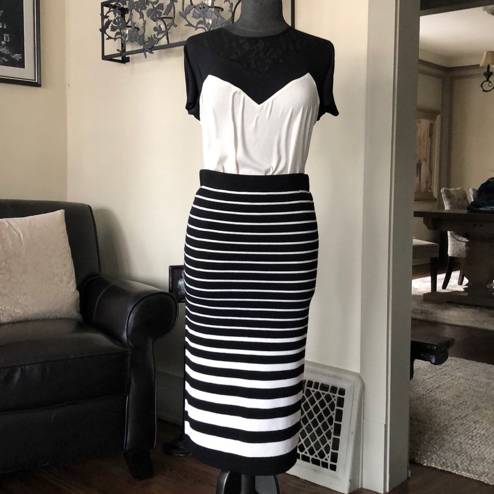 Ann Taylor black and white gradient long skirt